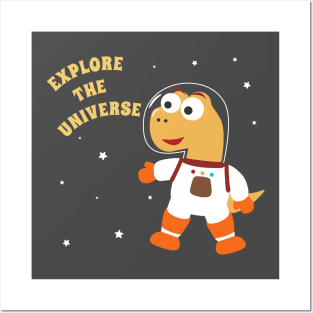 Cute dinosaur astronaut. Posters and Art